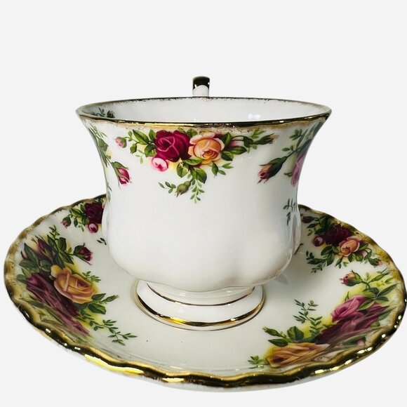 Vtg 1962 Royal Albert Old Country Roses Bone China Teacup Saucer Set England - Picture 4 of 9